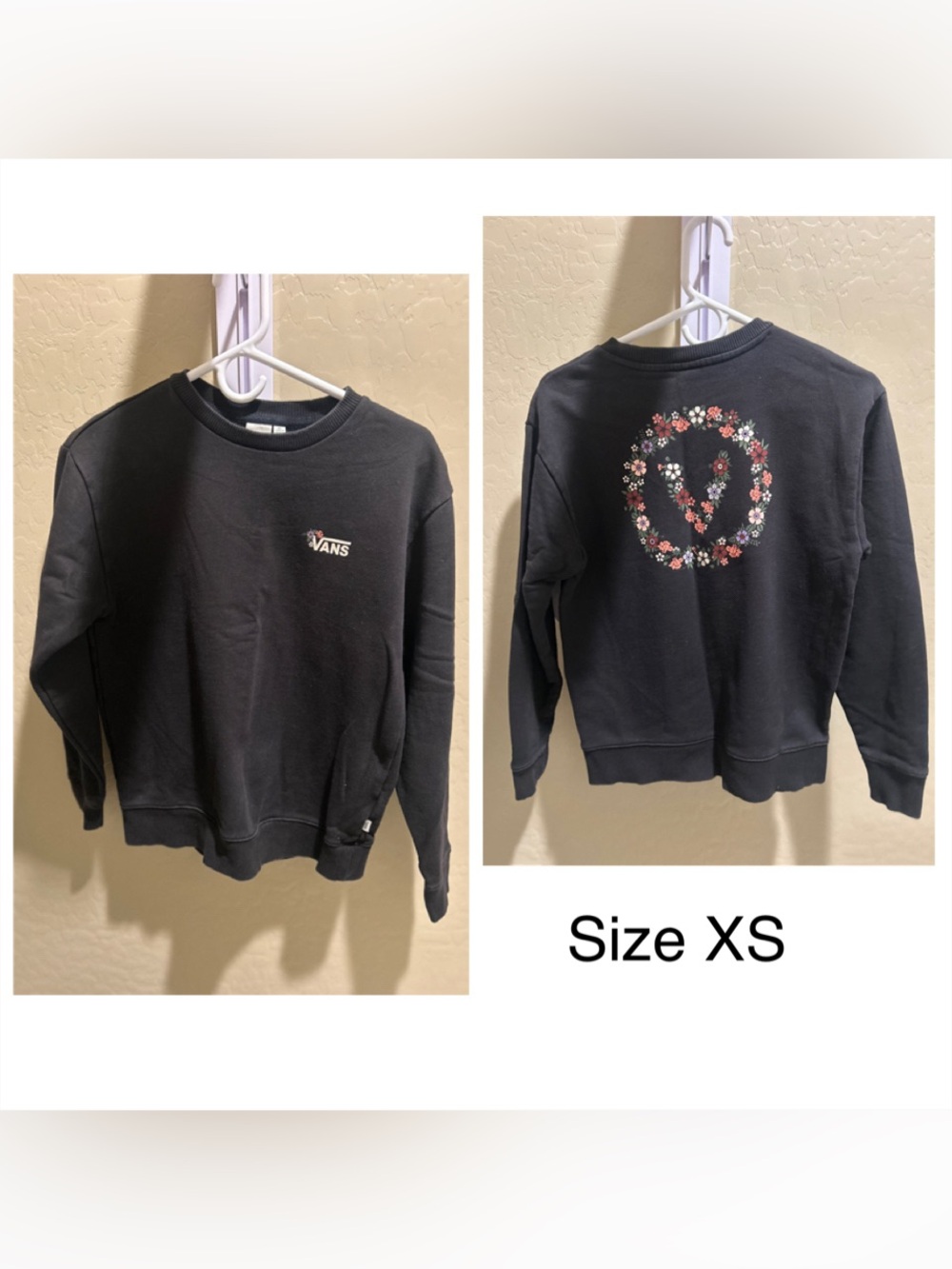 Vans Black Floral Peace Crew Sweatshirt